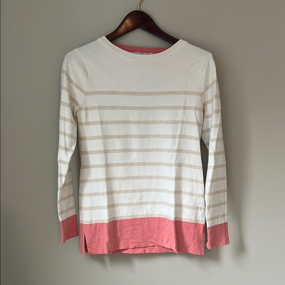 Peter Millar Women's Long Sleeve Top - Pink and Cream Stripes